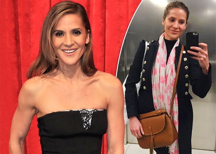 Make-up free Amanda Byram jets home for Dancing with the Stars debut