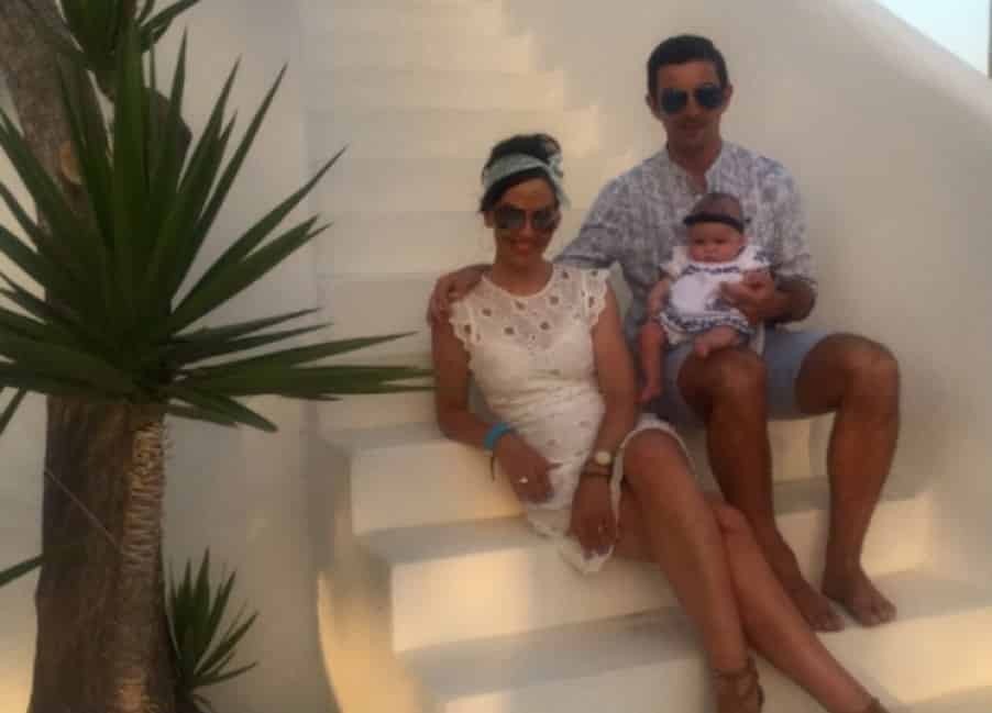 Aidan O'Mahony shares adorable Greek holiday pics with wife and baby