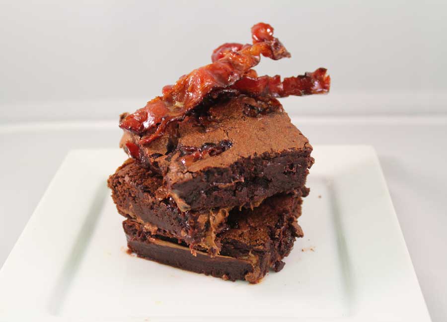Don't knock it 'til you try it! Double chocolate and maple bacon brownie