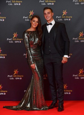 Clare hurler Peter Duggan with Aoife Murphy Pic: Ramsey Cardy/Sportsfile