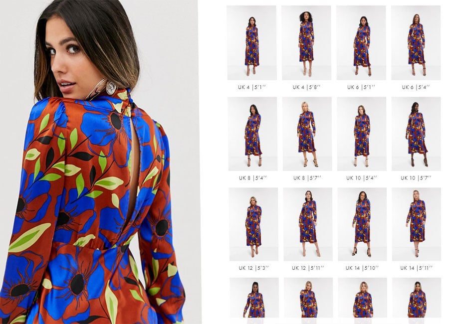 ASOS now show the same clothes on different size models