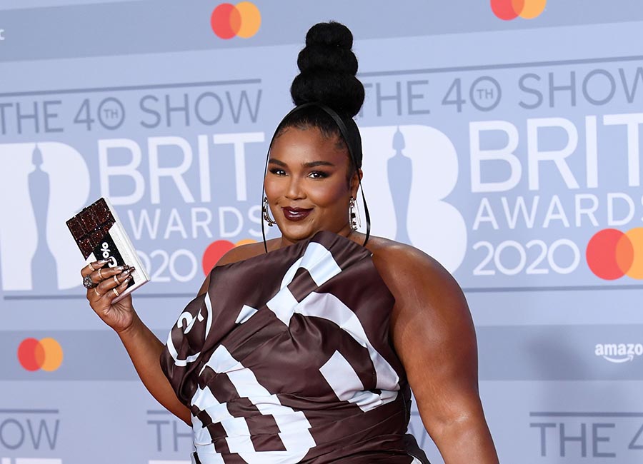 Lizzo looks sweet in chocolate wrapper dress at 2020 BRIT awards