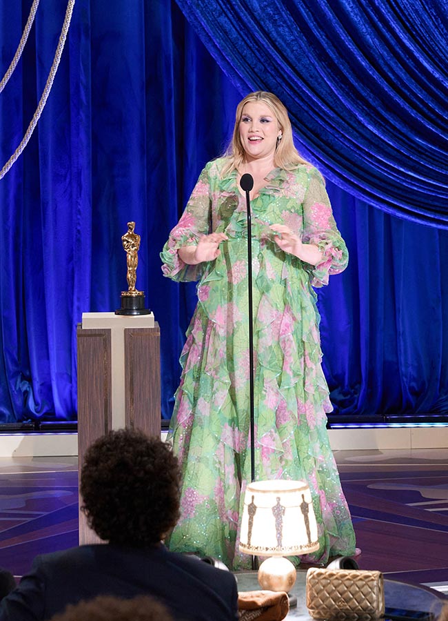 Emerald Fennell accepts her Oscar