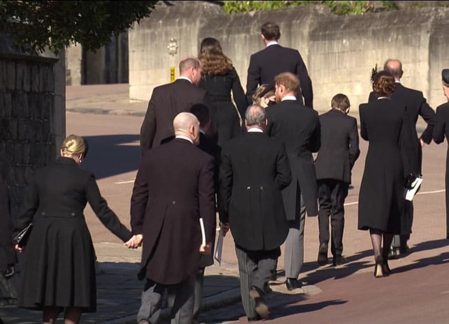 Prince William and Harry at Philip's funeral. Pic: BBC