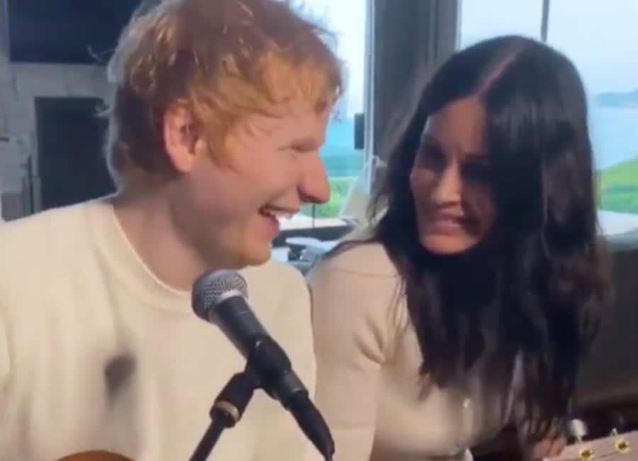 WATCH: Ed Sheeran is teasing new music with Courteney Cox and we're intrigued