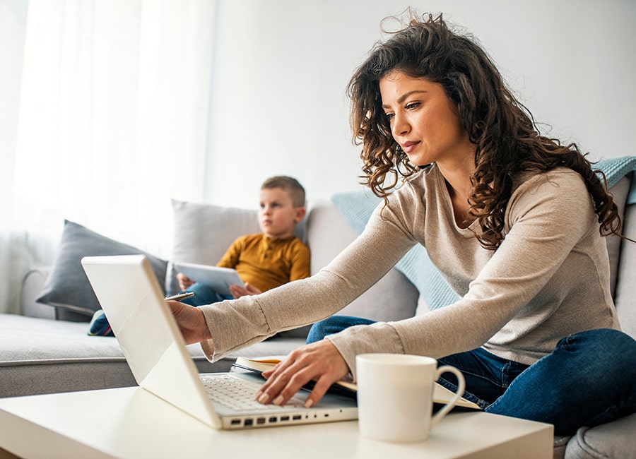 woman working from home