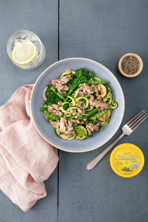 John West tuna with courgetti, lemon and thyme