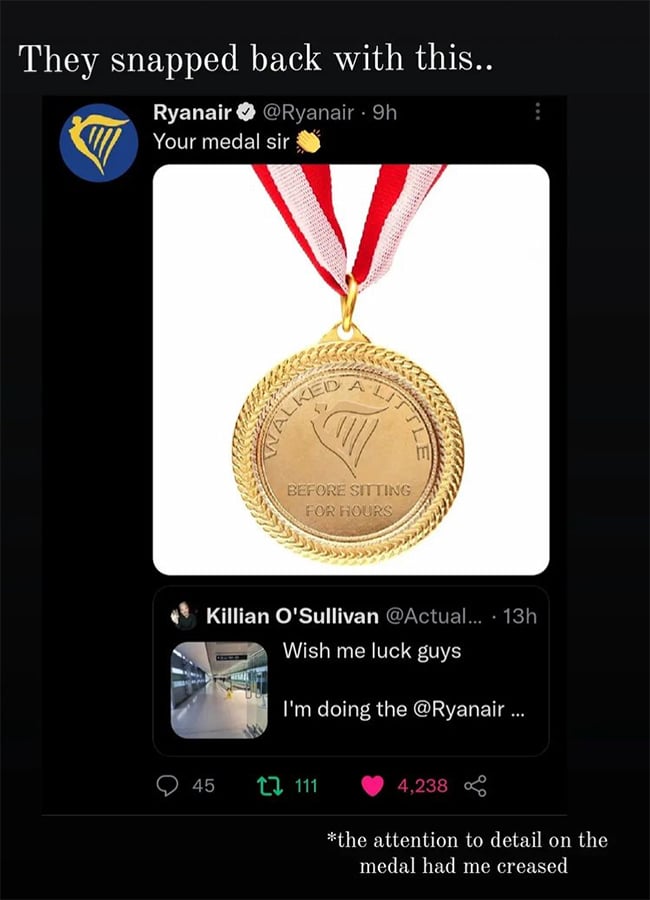 Killian O'Sullivan Ryanair Twitter