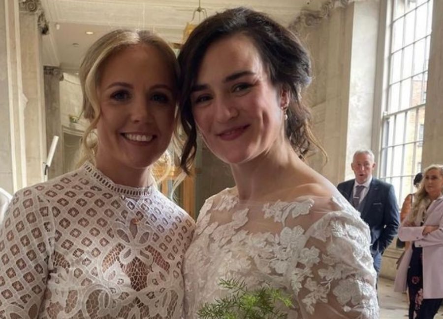 Kellie Harrington and partner Mandy on their wedding day