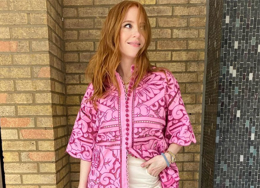 Angela Scanlon proves redheads really can rock pink as she 'pops her Lorraine cherry'