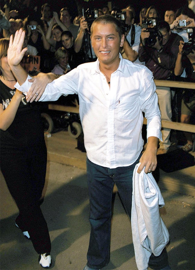 Brian Dowling at the Big Brother final in 2001. Pic: Julian Makey/REX/Shutterstock