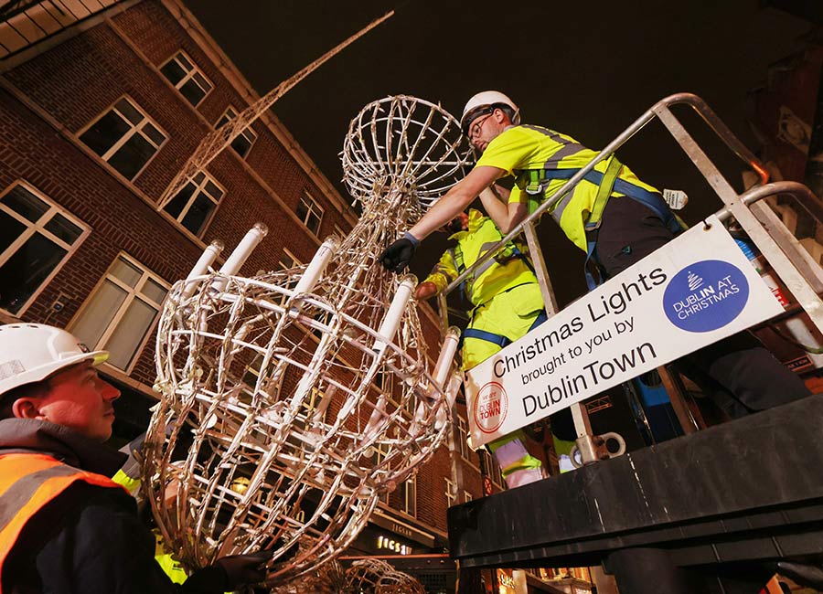 Christmas lights start going up in Dublin