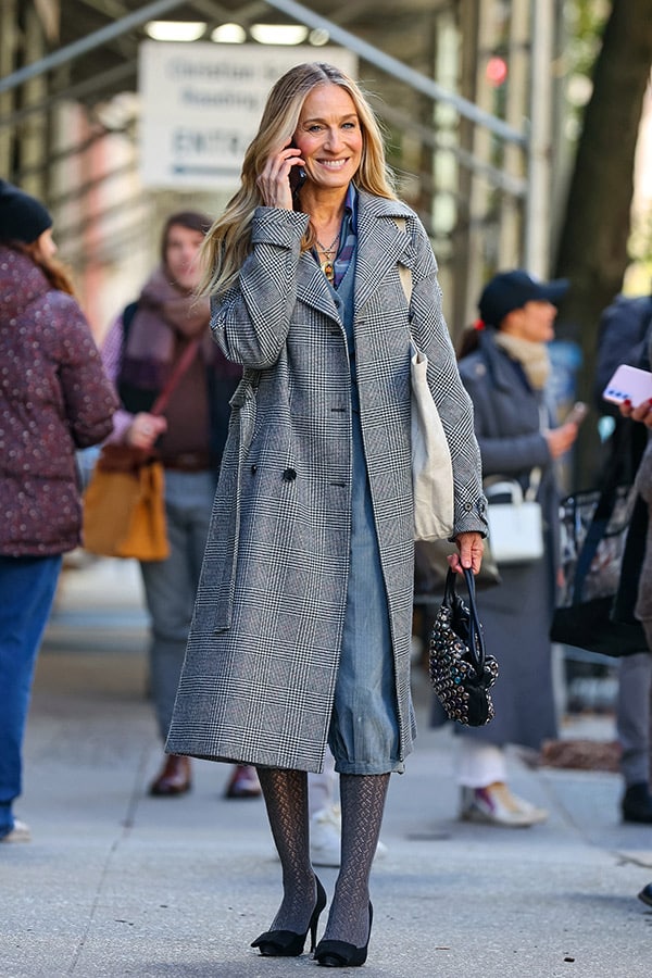 Sarah Jessica Parker on the street in New York filming season two of the Sex and the City reboot And Just Like That