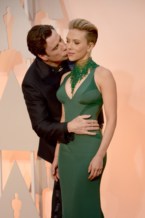 John Travolta and Scarlett Johansson. Pic: Kevin Mazur/WireImage