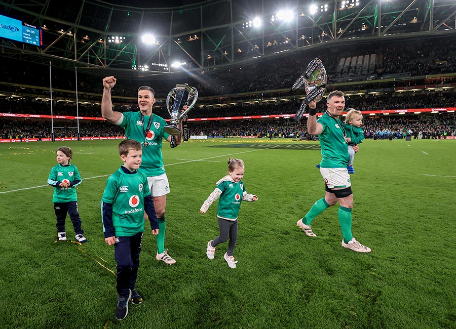 The proudest dads! Irish rugby stars celebrate Six Nations triumph with their kids