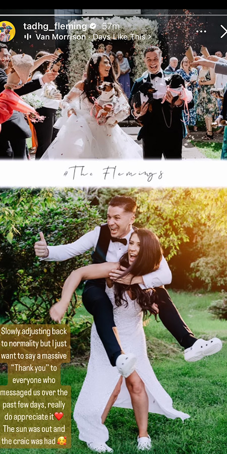 Tadhg Fleming and Alannah Bradley in crocs on their wedding day