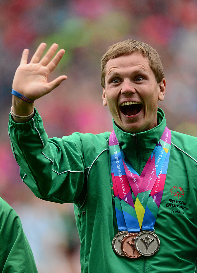 Team Ireland's Timothy Morahan, a member of South Dublin Special Olympics Sports Club, from Rathmines, Dublin
