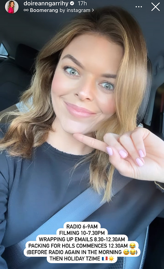 Doireann Garrihy heading off on her holiday to Paris