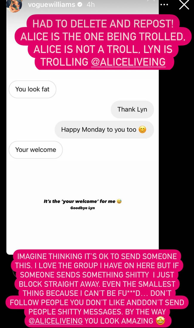 Vogue Williams clapped back at person who called personal trainer pal 'fat'