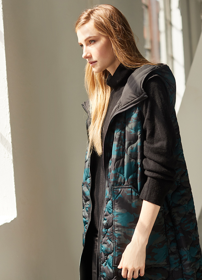 Carolyn Donnelly The Edit Reversible printed gilet, €70, €60 Dunnes Stores