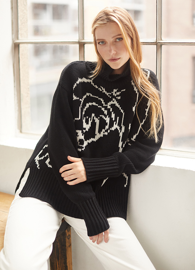 Carolyn Donnelly The Edit Polo flower Intarsia Sweater, €70 Dunnes Stores