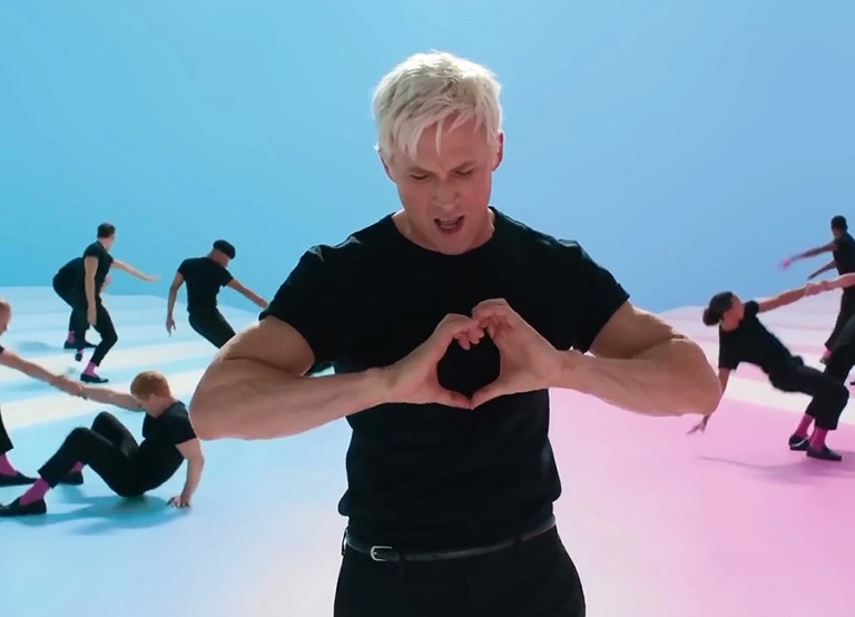 Watch Ryan Gosling Sing ‘Just Ken’ From the Barbie Movie Margot Robbie music video Just Ken Exclusive Warner Bros. Pictures