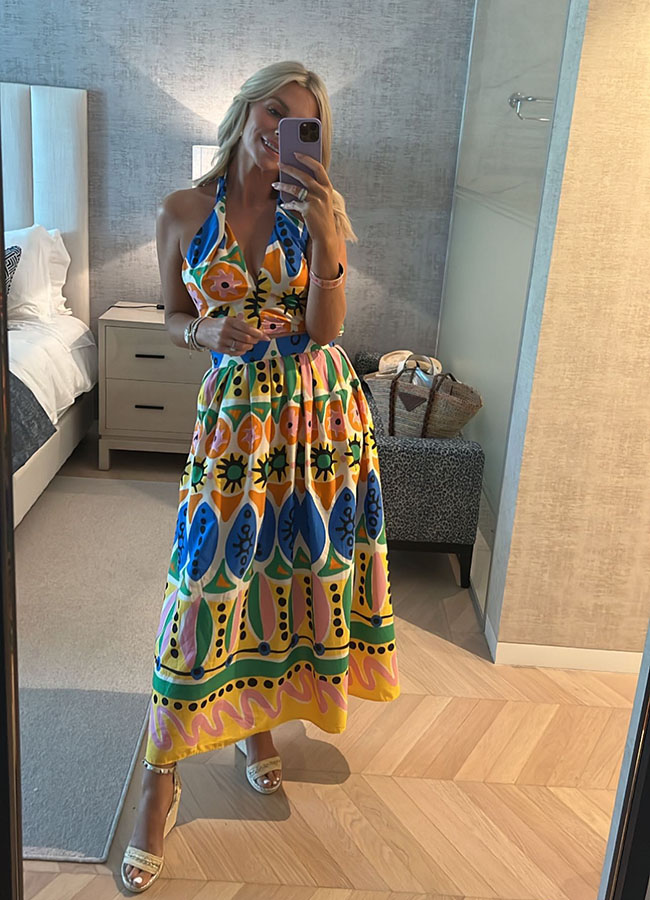 Pippa O'Connor wearing a colourful Zara co-ord