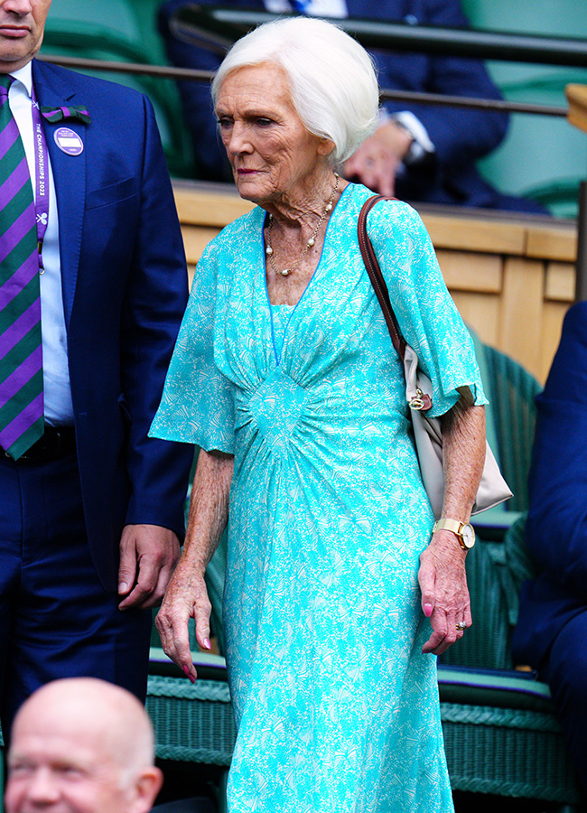 Mary Berry in the Royal Box on Centre Court, Wimbledon Tennis Championships, Day 10