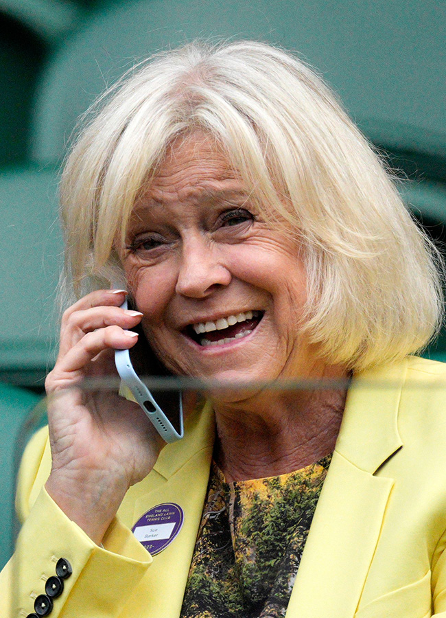 Sue Barker in the Royal Box on Centre Court, Wimbledon Tennis Championships, Day 10