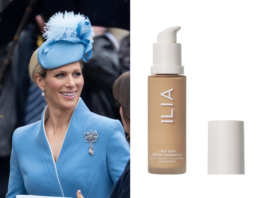 Zara Tindall at the King's Coronation and Ilia True Skin Serum Foundation Pic: Getty