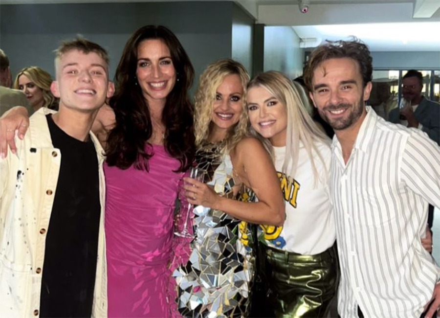 Tina O'Brien looks glam in a silver dress as she parties into her 40s with Corrie costars