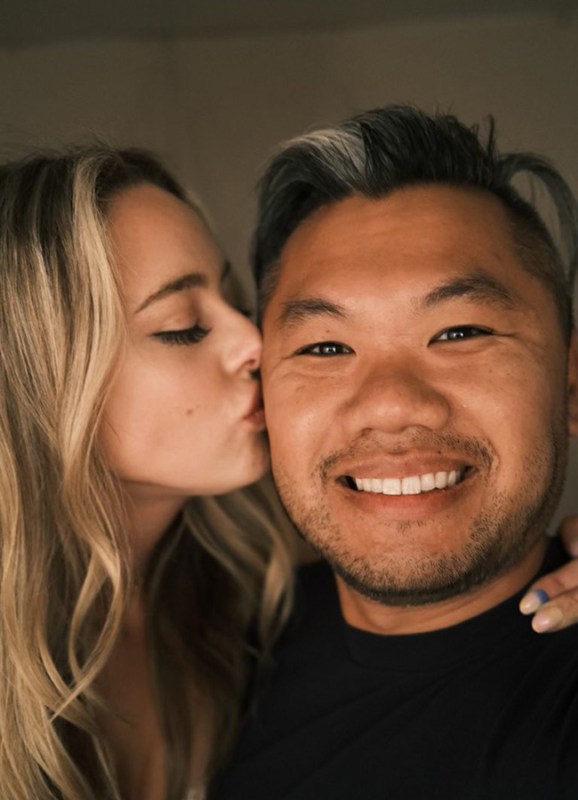 Emma Waldron kisses Andrew Chen