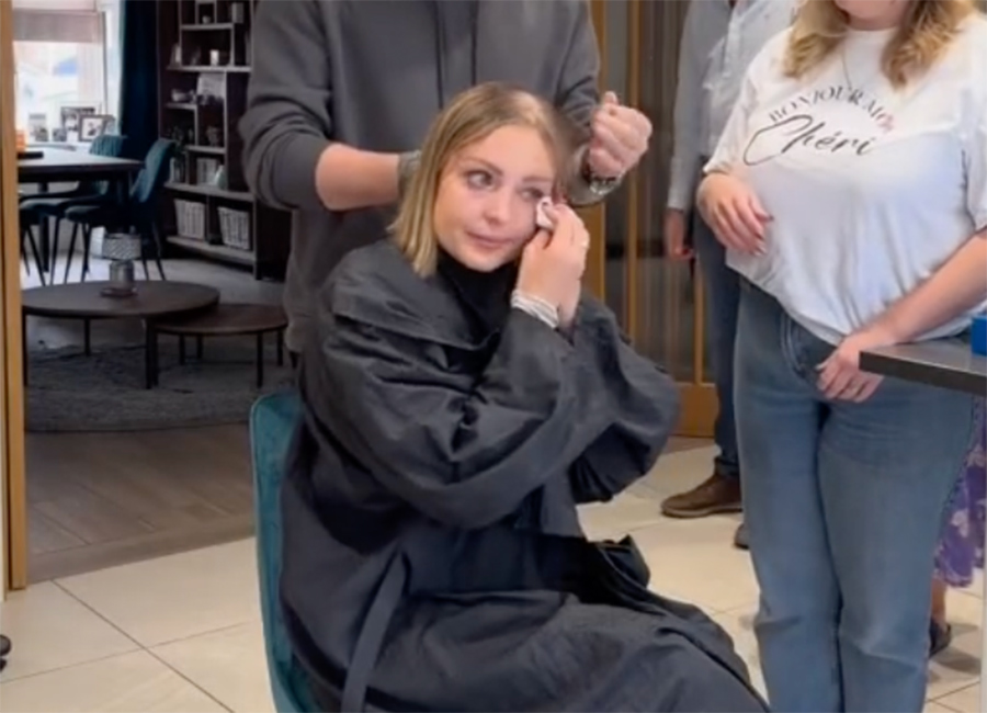Tearful Amy Dowden 'takes back control' as family help cut off her hair during chemo
