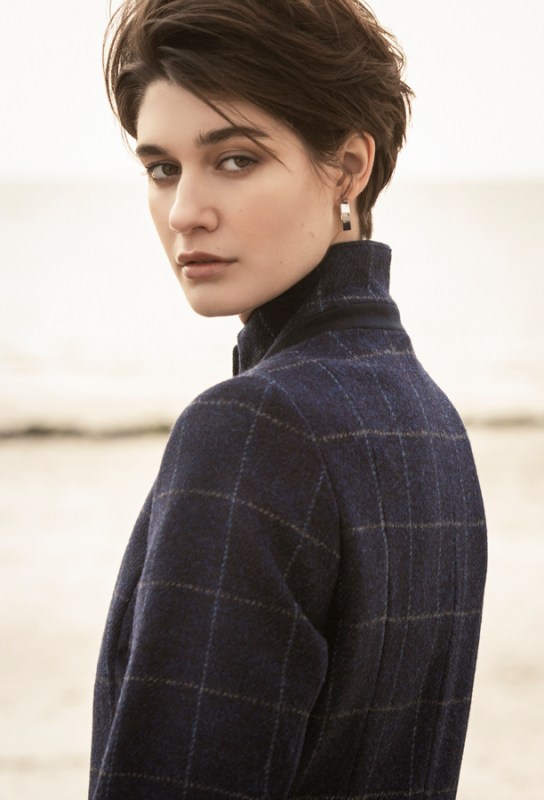 Eileen in navy check €395.00. Pic: Jack Murphy