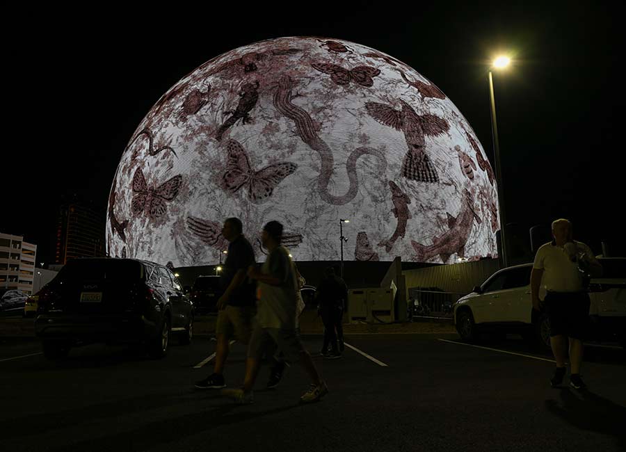 The Sphere is seen during the opening night with U2:UV Achtung Baby Live concert at the Venetian Resort in Las Vegas. Pic: Gettty Images