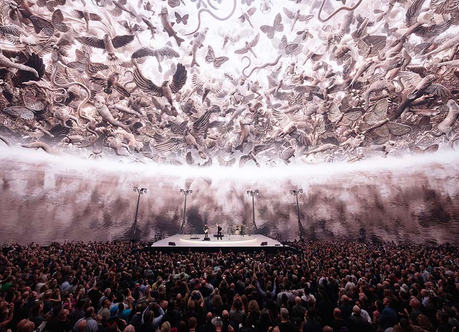 Bono, The Edge, Adam Clayton and Bram van den Berg of U2 perform during U2:UV Achtung Baby Live at Sphere. Pic: Getty Images