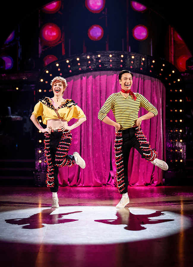 Angela Scanlon and Carlos Gu, during their appearance on the live show for BBC1's Strictly Come Dancing