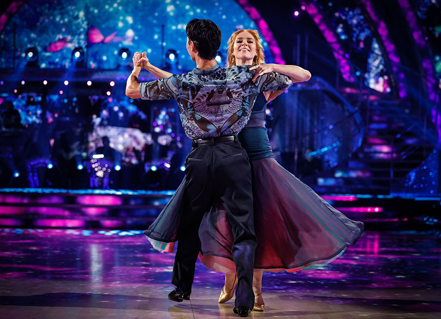 Angela Scanlon and Carlos Gu during their appearance on the live show for BBC1's Strictly Come Dancing