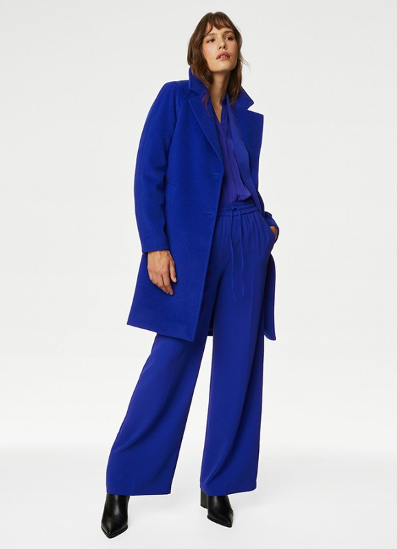Cobalt blue Marks and Spencer twill coat