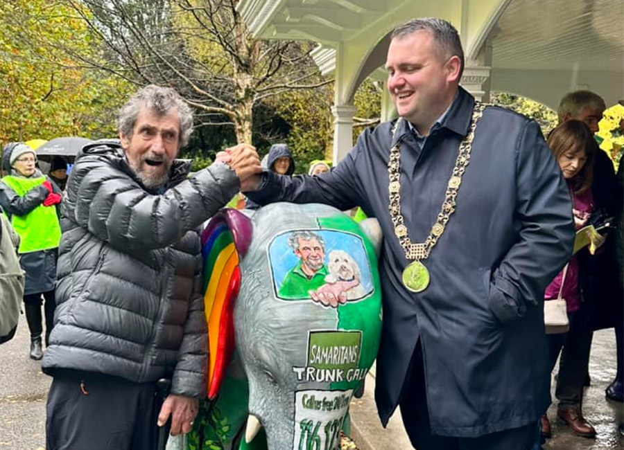 Charlie Bird leads elephant sculpture through Dublin for mental health awareness