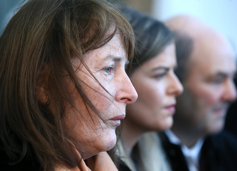 Ashling Murphy's parents mother Kathleen sister Amy and father Raymond outside The Criminal Courts of Justice. Pic: Collins Courts