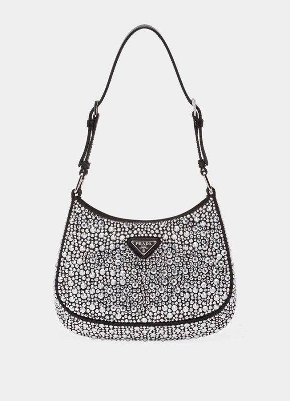 Prada Cleo satin appliqué shoulder bag