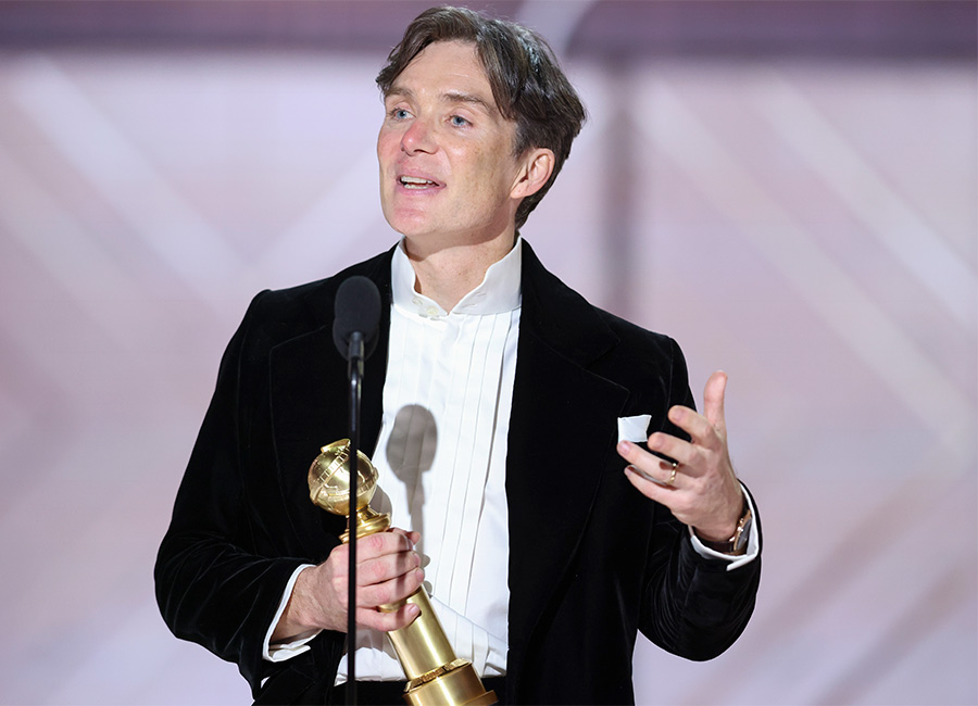 Cillian Murphy accepts the award for Best Performance by a Male Actor in a Motion Picture Drama for Oppenheimer at the Golden Globes. Pic: Rich Polk/Golden Globes 2024/Golden Globes 2024 via Getty Images