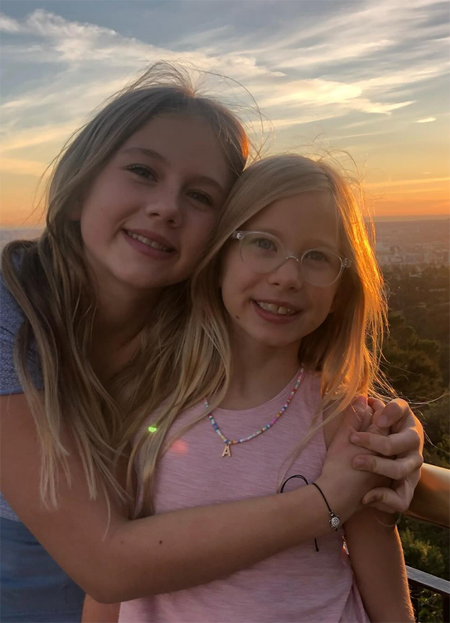 Actor Christian Oliver and Jessica's two daughters Madita and Annik. Pic: WundaBar Pilates / Instagram