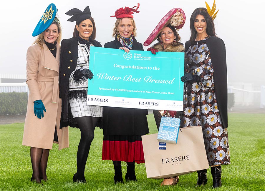 Aileen O'Brien, Mandy Maher, Dee Nix, CEO of Lawlor's Hotel Naas, Mary Woulfe and Sarah McDermott at Naas Racecourse
