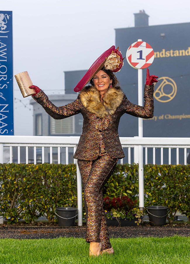 Mary Woulfe from Athea, Co. Limerick, winner of the Naas Racecourse Winter Best Dressed competition