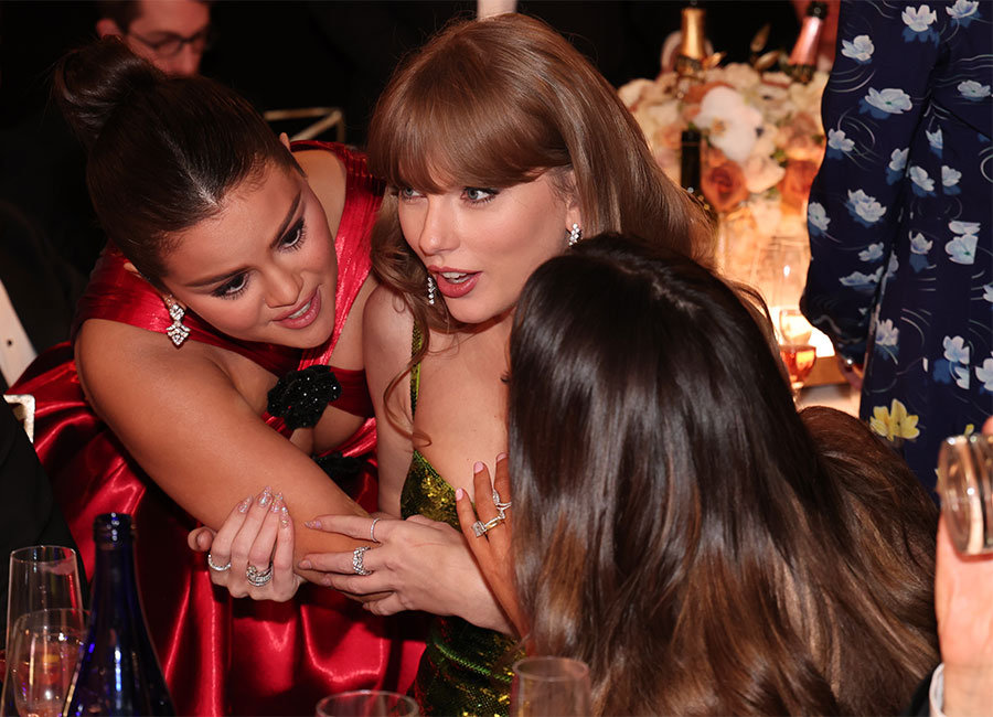 Selena Gomez and Taylor Swift. Pic: Christopher Polk/Golden Globes 2024/Golden Globes 2024 via Getty Images