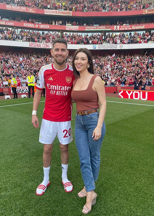 Cat Harding and Jorginho at the Emirates Stadium. Pic: Cat Harding/Instagram
