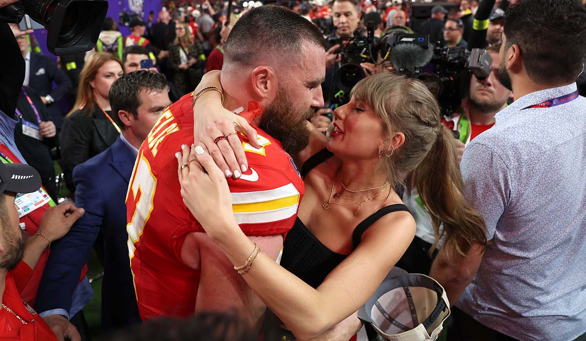 Taylor Swift and Travis Kelce. Pic: Getty