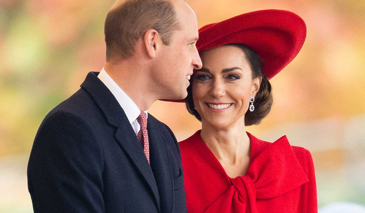 LONDON, ENGLAND - NOVEMBER 21: Prince William, Prince of Wales and Catherine, Princess of Wales attend a ceremonial welcome for The President and the First Lady of the Republic of Korea at Horse Guards Parade on November 21, 2023 in London, England. King Charles is hosting Korean President Yoon Suk Yeol and his wife Kim Keon Hee on a state visit from November 21-23. It is the second incoming state visit hosted by the King during his reign. (Photo by Samir Hussein/WireImage)